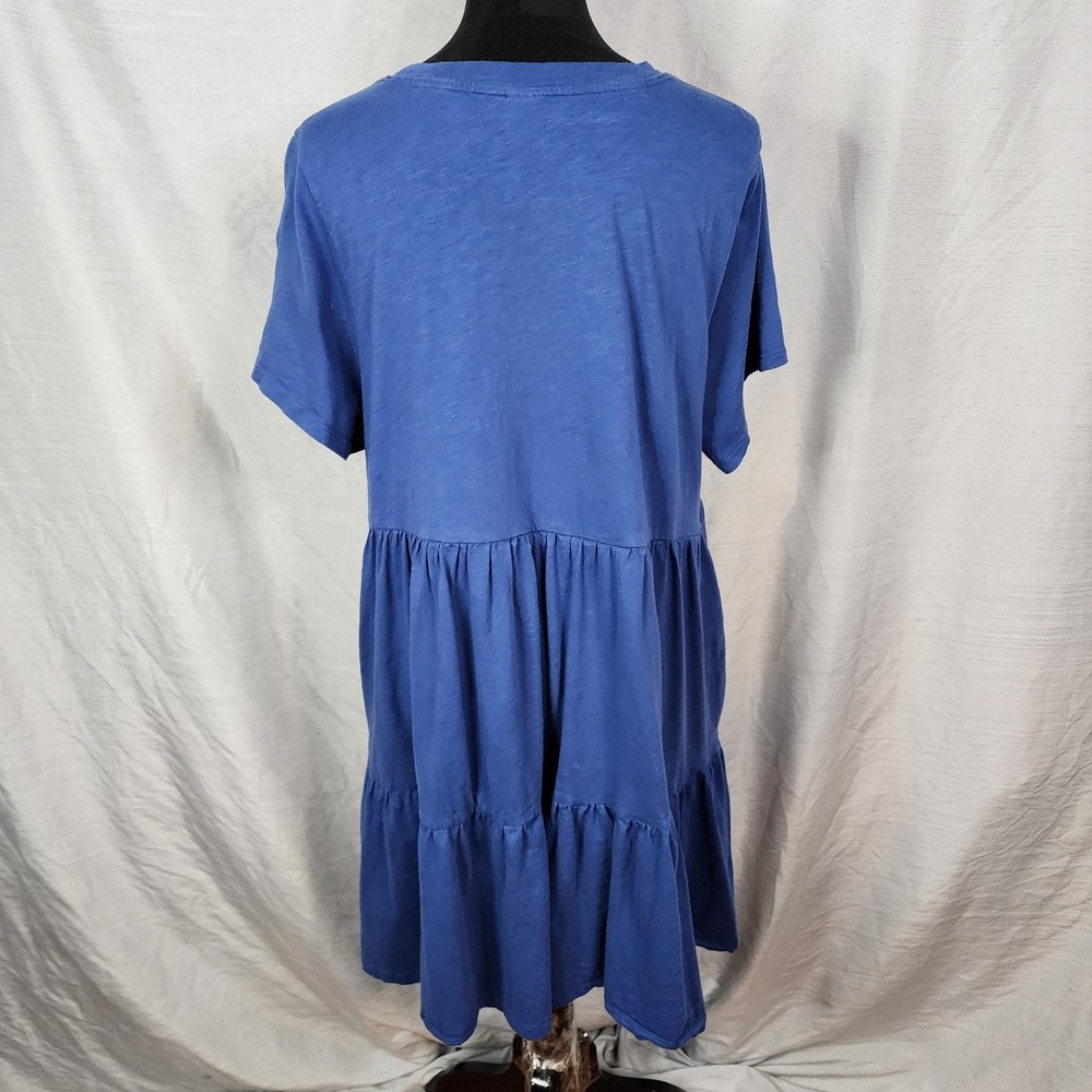 OLD NAVY Size XL Tiered 100% Cotton Blue T-Shirt Mini Dress Pockets A-Line - Picture 5 of 11